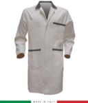 men gowns for professional use 100% cotton color White/Grey RUBICOLOR.CAM.BIGR