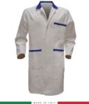 men gowns for professional use 100% cotton color White/Blue RUBICOLOR.CAM.BIAZ