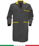 two-tone Grey/Navyblue men work gown with covered buttons RUBICOLOR.CAM.GRG