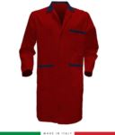 Red/ Light Blue cotton men work gown RUBICOLOR.CAM.ROBL