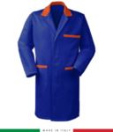 men work gown Royal Blue/ Orange 100% cotton RUBICOLOR.CAM.AZA