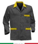 grey / yellow work jacket, made in Italy, 100% cotton massaua with two pockets
 RUBICOLOR.GIA.GRG