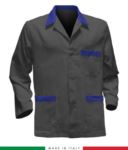 grey / orange work jacket, made in Italy, 100% cotton massaua with two pockets
 RUBICOLOR.GIA.GRAZ