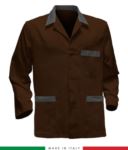 brown / Royal blue work jacket, made in Italy, 100% cotton massaua with two pockets RUBICOLOR.GIA.MAGR