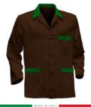 brown work jacket, made in Italy, 100% cotton massaua with two pockets RUBICOLOR.GIA.MAVEB