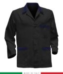 black work jacket with green inserts, polyester fabric and cotton RUBICOLOR.GIA.NEBL