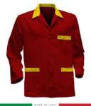 red work jacket, made in Italy, 100% cotton massaua with two pockets RUBICOLOR.GIA.ROG