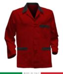 red / grey work jacket, made in Italy, 100% cotton massaua with two pockets RUBICOLOR.GIA.RON