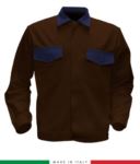 Two tone work jacket, Made in Italy. Two chest pockets. Possibility of customization. Color brown RUBICOLOR.GIU.MABL