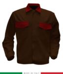 Two tone work jacket, Made in Italy. Two chest pockets. Possibility of customization. Color brown RUBICOLOR.GIU.MAR