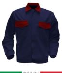 Two tone work jacket, Made in Italy. Two chest pockets. Possibility of customization. Color navy blue/red RUBICOLOR.GIU.BLR