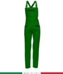 Two tone dungarees. Possibility of personalized production. Made in Italy. Multipockets. Color: bright green/orange
 RUBICOLOR.SAL.VEBRN