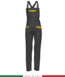 Two tone dungarees. Possibility of personalized production. Made in Italy. Multipockets. Color: grey/yellow
 RUBICOLOR.SAL.GRG