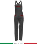 Two tone dungarees. Possibility of personalized production. Made in Italy. Multipockets. Color: grey/black RUBICOLOR.SAL.GRR