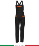 Two tone dungarees. Possibility of personalized production. Made in Italy. Multipockets. Color: black/orange RUBICOLOR.SAL.NEA