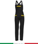 Two tone dungarees. Possibility of personalized production. Made in Italy. Multipockets. Color: black/yellow RUBICOLOR.SAL.NEG