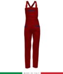 Two tone dungarees. Possibility of personalized production. Made in Italy. Multipockets. Color: red/royal blue RUBICOLOR.SAL.ROBL