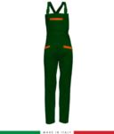 Two tone dungarees. Possibility of personalized production. Made in Italy. Multipockets. Color: bottle green/yellow RUBICOLOR.SAL.VEBA