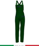 Two tone dungarees. Possibility of personalized production. Made in Italy. Multipockets. Color: bottle green/royal blue
 RUBICOLOR.SAL.VEBBL