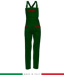Two tone dungarees. Possibility of personalized production. Made in Italy. Multipockets. Color: bottle green/royal blue
 RUBICOLOR.SAL.VEBRO