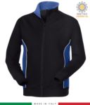 work sweatshirt long zip navy blue with royal blue band made in italy JR989600.BL