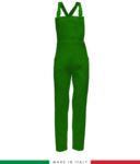 Two tone dungarees. Possibility of personalized production. Made in Italy. Multipockets. Color: bright green/orange
 RUBICOLOR.SAL.VEBR