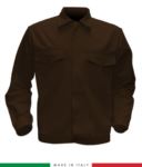 Two tone work jacket, Made in Italy. Two chest pockets. Possibility of customization. Color brown/grey RUBICOLOR.GIU.MA