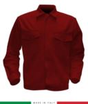 Two tone work jacket, Made in Italy. Two chest pockets. Possibility of customization. Color red/black RUBICOLOR.GIU.RO