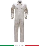 Two-tone ful jumpsuit , shirt collar, central covered zip, elasticated wais. Possibility of personalized production. Made in Italy. Color white/bright green RUBICOLOR.TUT.BI