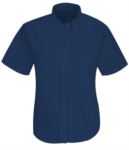women shirt uniform button down short tip Oxford Blue color X-F65000.BL