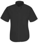 women shirt uniform button down short tip Oxford Blue color X-F65000.NE