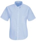 women shirt uniform button down short tip Oxford Blue color X-F65000.BLUOXFORD