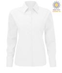 white women long sleeved polyester and cotton shirt  X-F65002.BI