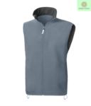 Fleece vest with long zip, two pockets, color white JR988658.GREY