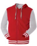 two tone red and melange grey work sweatshirt with long zip, customizable with embroidery or print AJ989774.RO
