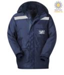 Freezer jacket, double verso zip, long and narrow cuffs, reflective tape jacket, chest pocket, blue color. CE certified, EN 342:2004
 POCS10.BL