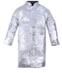 Unlined apron, heat-protected with molten metal splashes, silver colour, certified EN 11612:2009
 POAM11