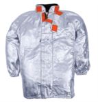 Lined approach jacket, raglan sleeves, elasticated cuffs, velcro closure, silver colour, certified EN 11612:2009 POAM14