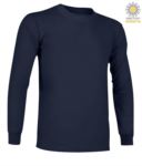 Long-sleeved, fire-retardant and antistatic long-sleeved T-Shirt, crew neck, elasticated cuffs, certified ASTM F1959-F1959M-12, EN 1149-5, CEI EN 61482-1-2:2008, EN 11612:2009, co navy blue POFR11.BL