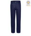 Fireproof trousers, zip closure, two front pockets, tape measure pocket, navy blue color. CE certified, NFPA 2112, EN 11611, EN 11612:2009, ASTM F1959-F1959M-12 POBZ30.BL