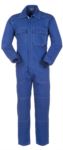 Ovearalls with covered zip and pockets, contrasting stitching, elasticated cuffs, 100% Cotton. Colour: royal blue 
 ROA40109.BR