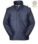 Fireproof anti-acid antistatic jacket, double zip to plastic, adjustable cuffs, waterproof hood, navy blue color. CE certified, EN343:2008, EN 1149-5, EN 13034, UNI EN ISO 14116:2008
 POFR46.BL
