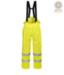 Antistatic trousers, fireproof, high visibility, adjustable straps with adjustable buckle, double band on the bottom of the leg, certified EN 343:2008, UNI EN 20741:2013, EN 1149-5, EN 13034, UNI EN ISO 14116:2008, color yellow  POS780.GI
