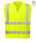 High visibility antistatic fireproof vest, closed with velcro, double reflective band on the waist, certified UNI EN 20471:2013, EN 1149-5, UNI EN ISO 14116:2008, color yellow POFR71.GI