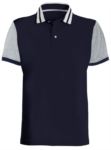 Two-tone half sleeve polo shirt with contrasting stripes on the collar, two-tone sleeves. White / blue colour JR990060.BL