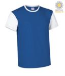 Two-tone short-sleeved T-shirt , contrasting crew neck and sleeves, 100% Cotton. Colour white and blue JR990002.BR
