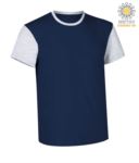 Two-tone short-sleeved T-shirt , contrasting crew neck and sleeves, 100% Cotton. Colour white and blue JR990000.BL