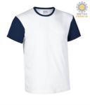 Two-tone short-sleeved T-shirt , contrasting crew neck and sleeves, 100% Cotton. Colour navy blue and white JR990005.BI