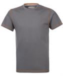 Round neck work shirt with contrasting stitching, colour grey ROHH162.GR