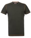 Round neck work shirt with contrasting stitching, colour green ROHH162.VE